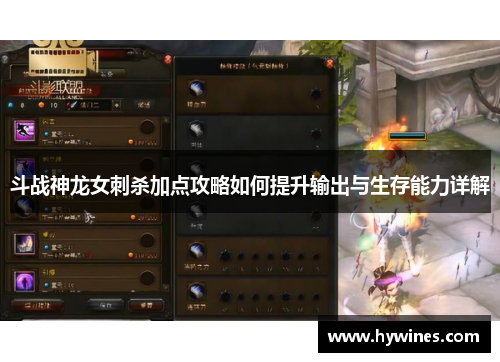 斗战神龙女刺杀加点攻略如何提升输出与生存能力详解